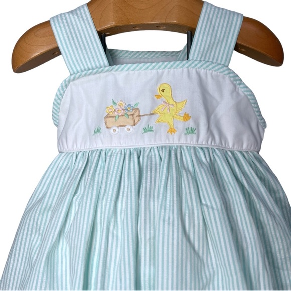 VTG House of Hatten Inc. Light green/ White Striped Sun Dress & Bloomers 18 mnth - Picture 3 of 7